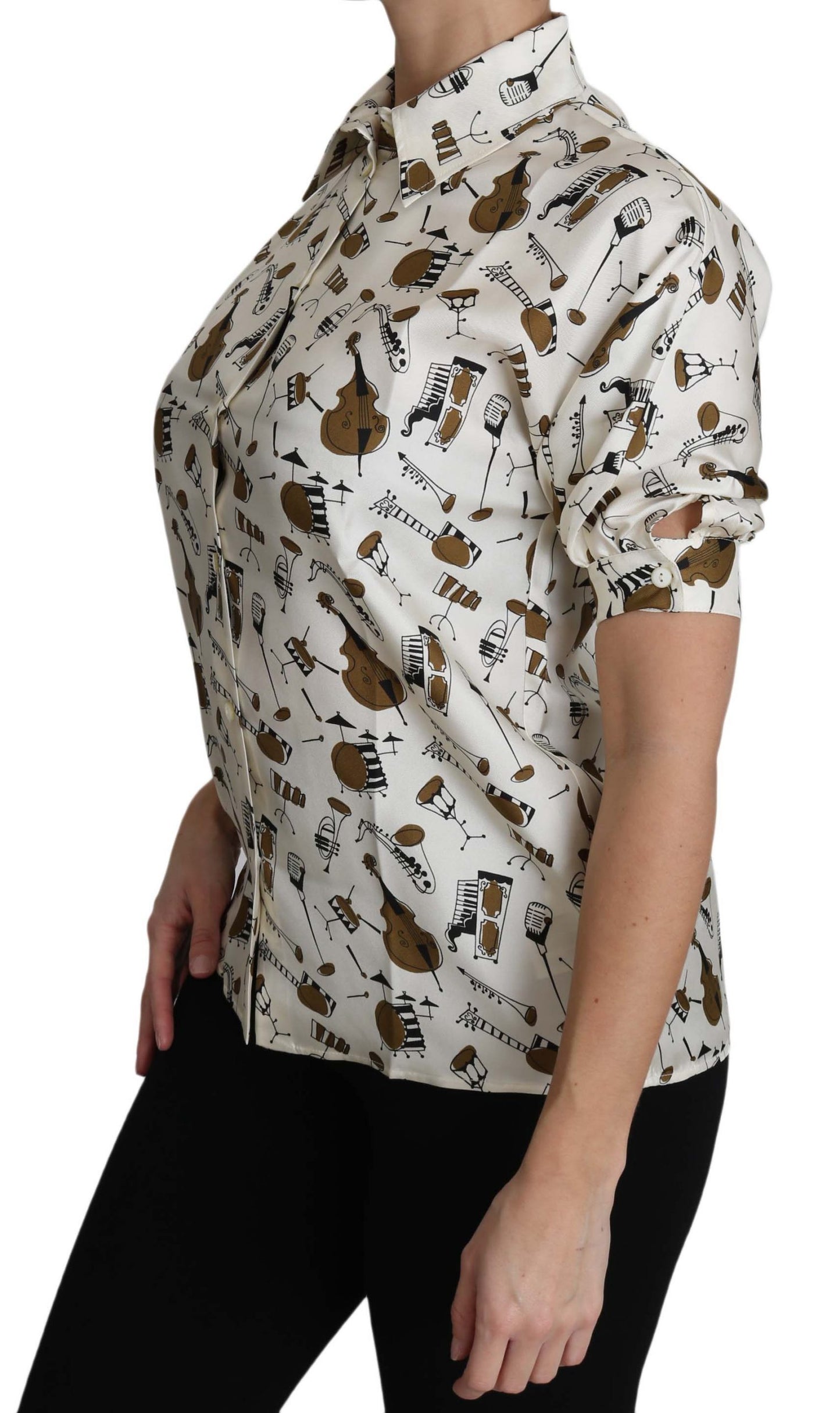 Weißes Musikinstrument Druck Polo Top Shirt