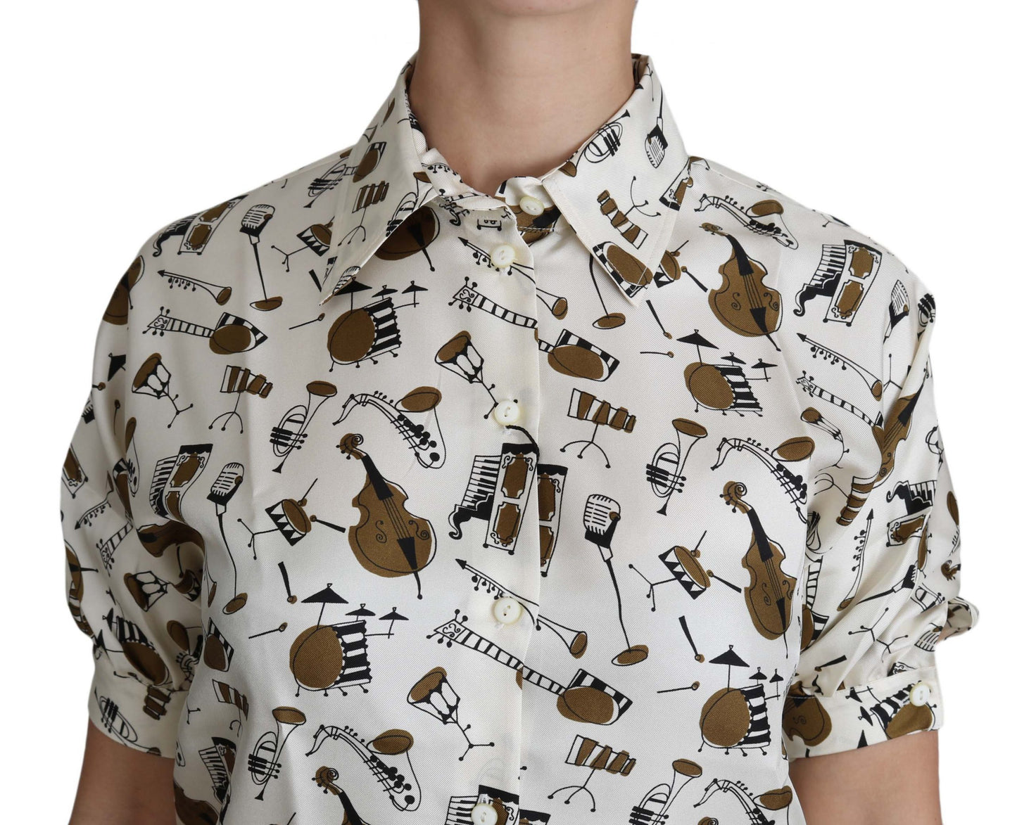 Weißes Musikinstrument Druck Polo Top Shirt