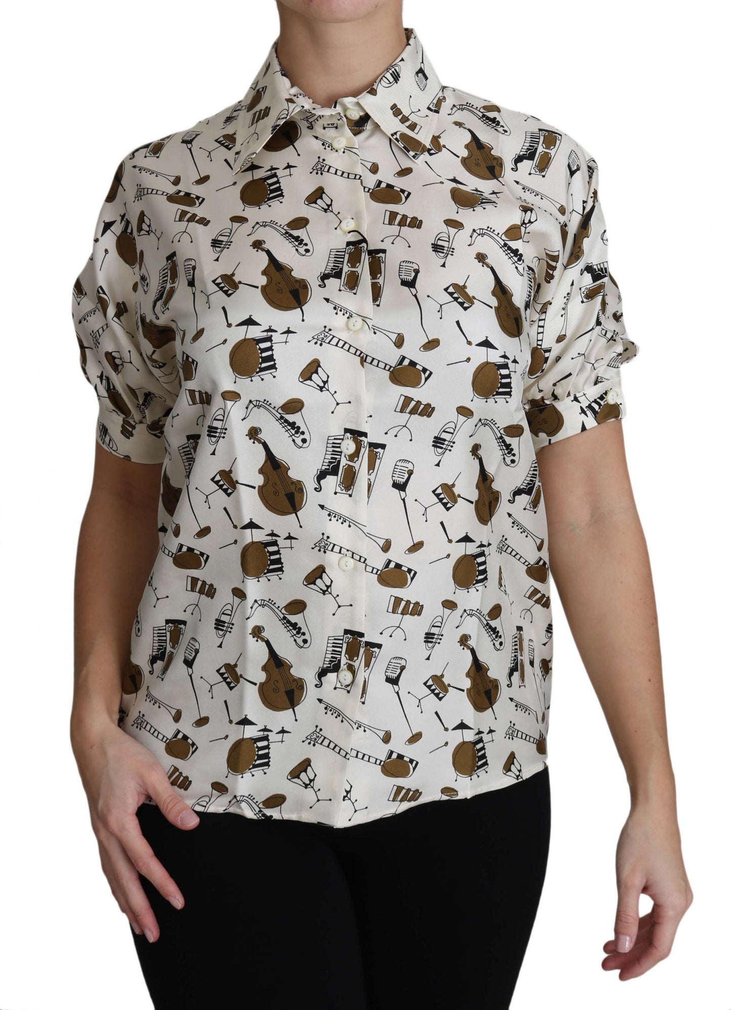 Weißes Musikinstrument Druck Polo Top Shirt