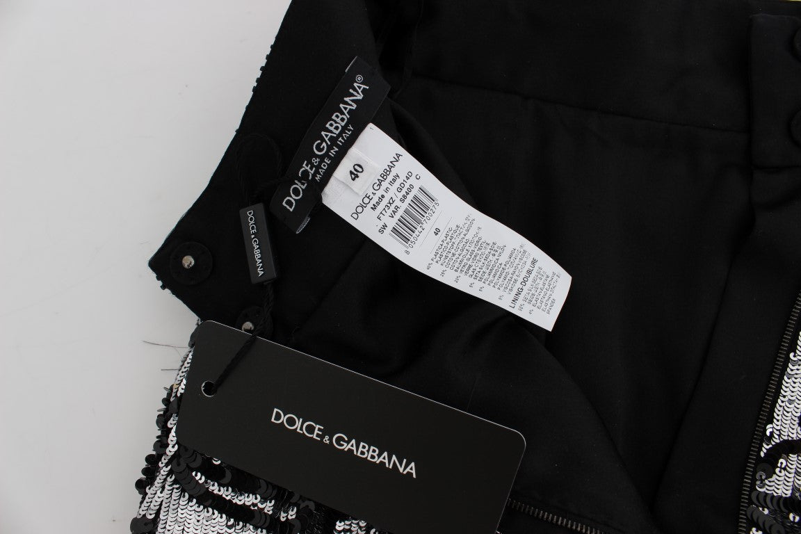 Schwarze Mini-Shorts mit Kristallpailletten