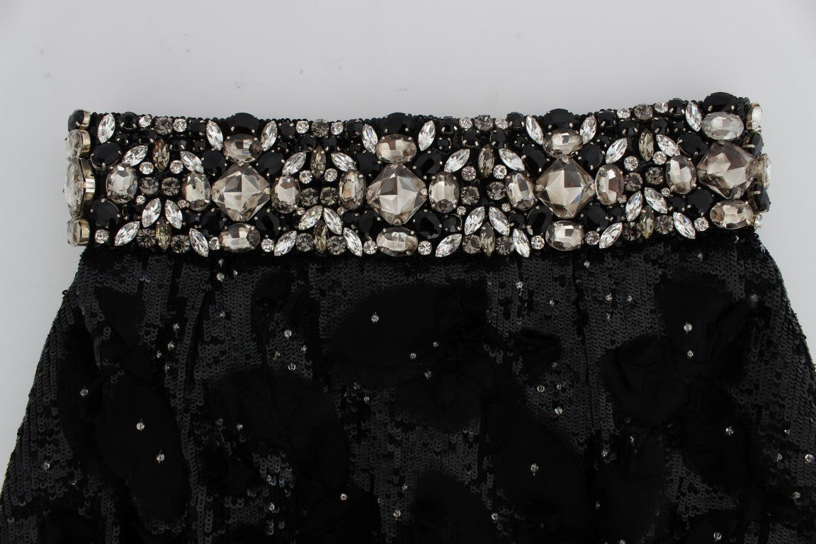 Schwarze Mini-Shorts mit Kristallpailletten