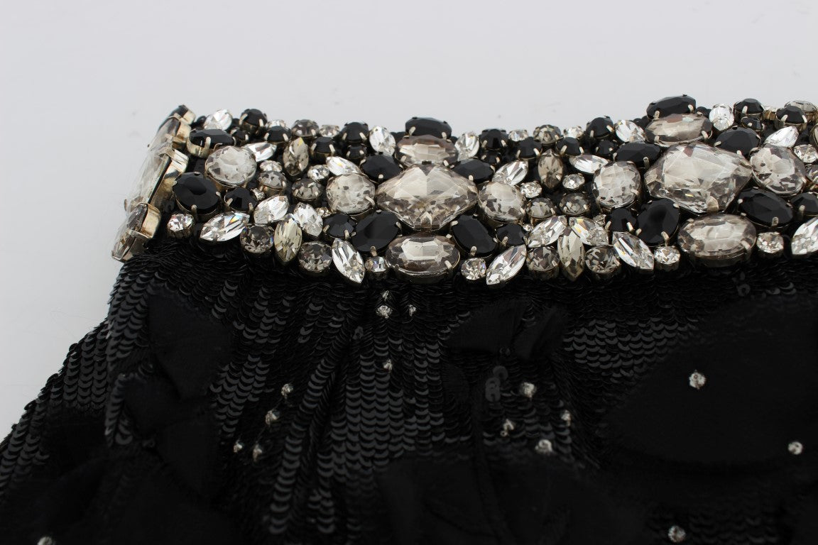 Schwarze Mini-Shorts mit Kristallpailletten