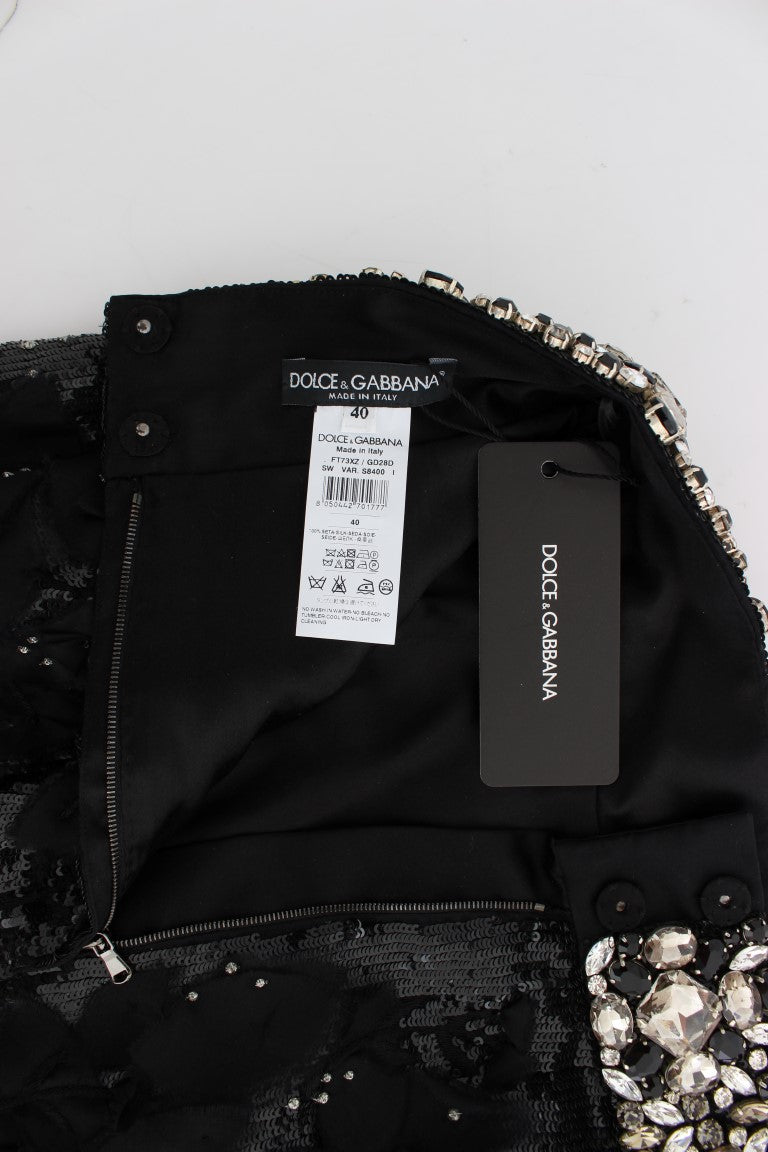 Schwarze Mini-Shorts mit Kristallpailletten