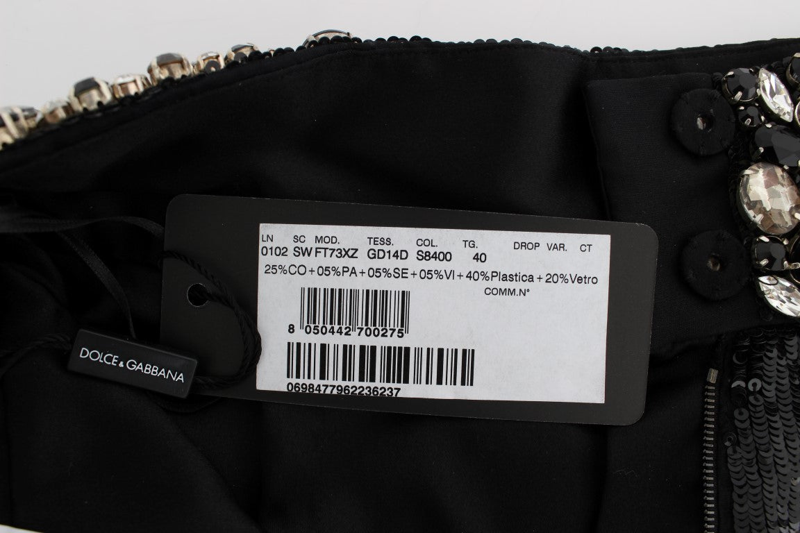 Schwarze Mini-Shorts mit Kristallpailletten