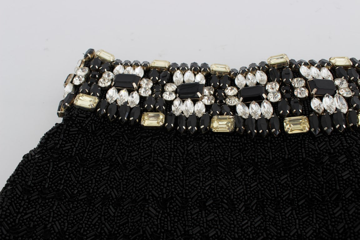 Schwarze Mini-Shorts mit Kristallpailletten