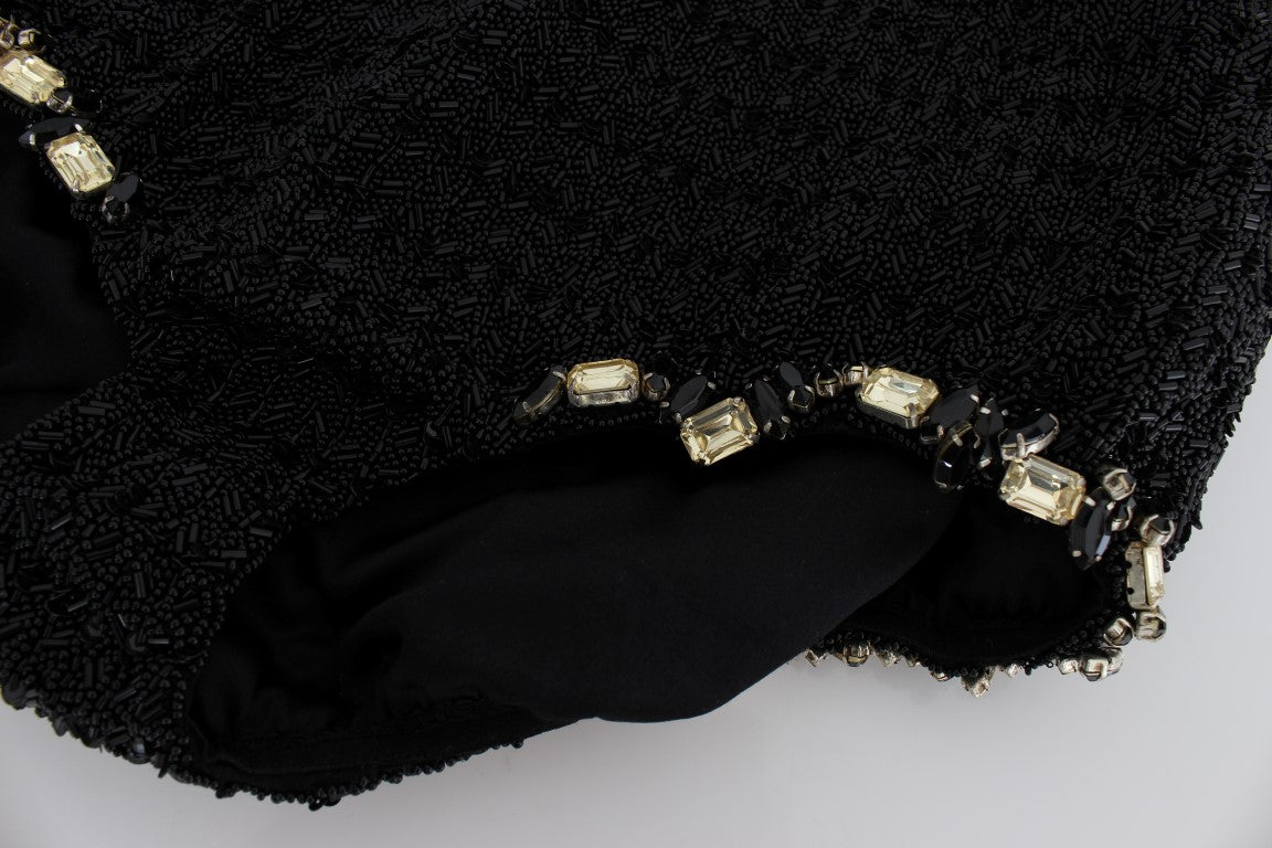 Schwarze Mini-Shorts mit Kristallpailletten