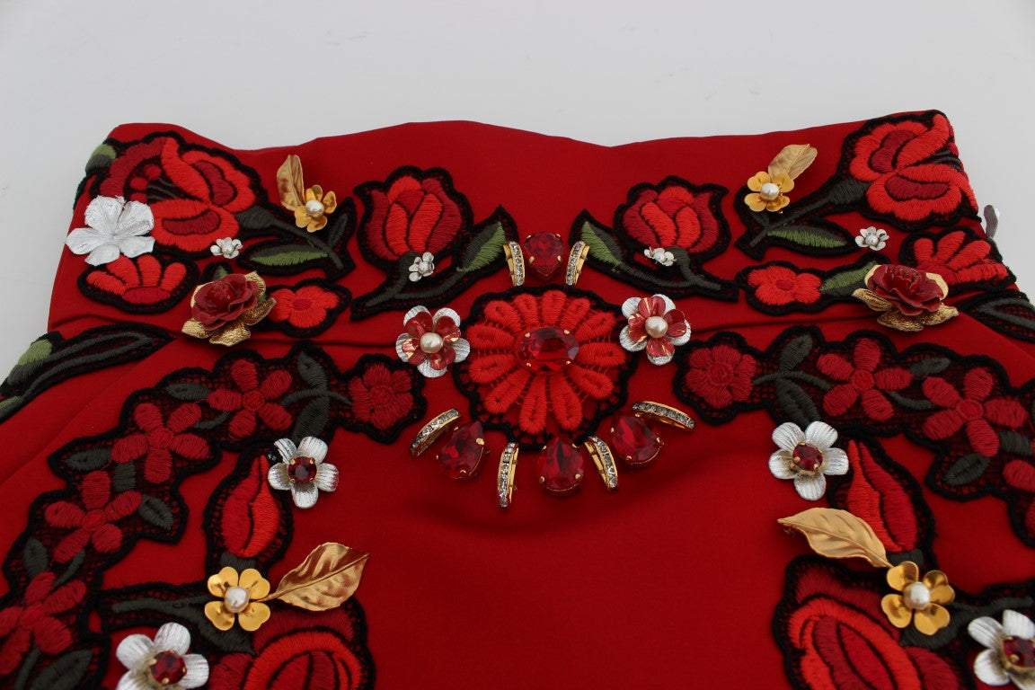 Rote Seidenkristallrosen Shorts