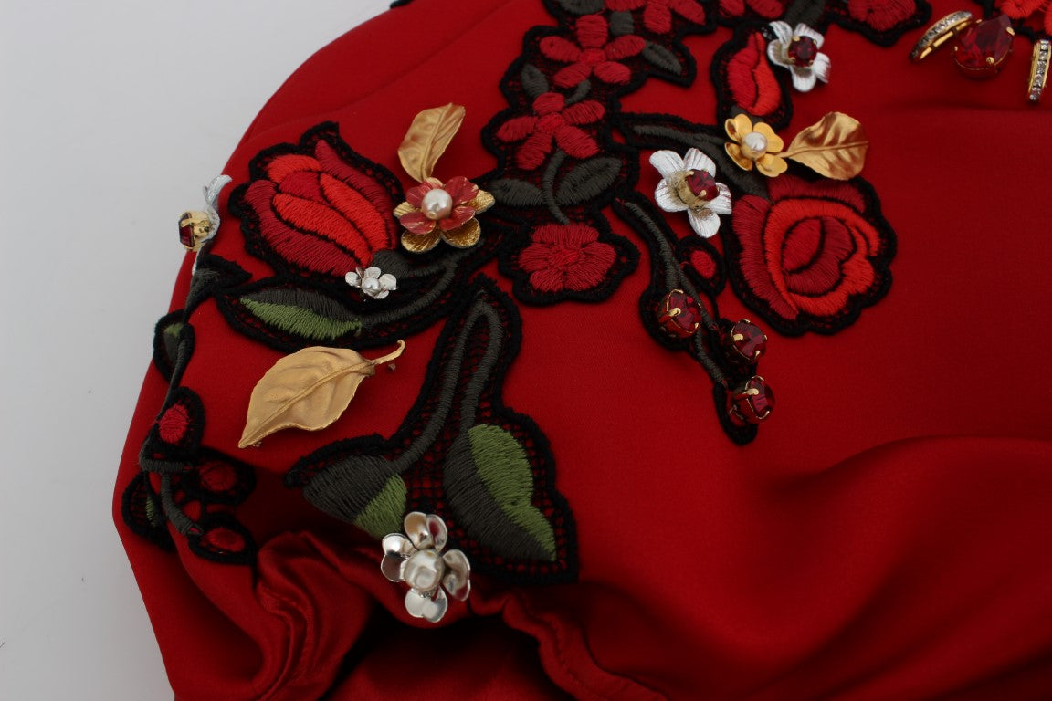 Rote Seidenkristallrosen Shorts