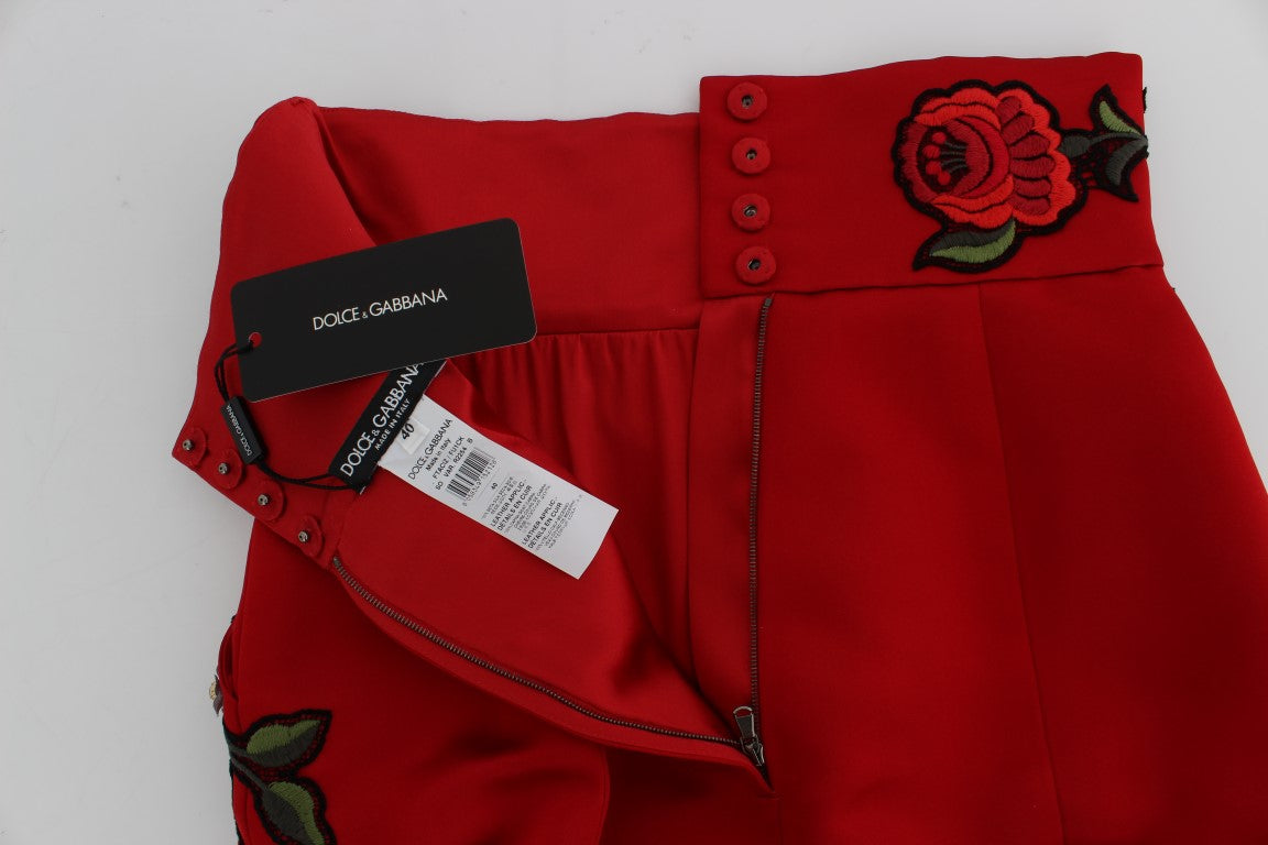 Rote Seidenkristallrosen Shorts