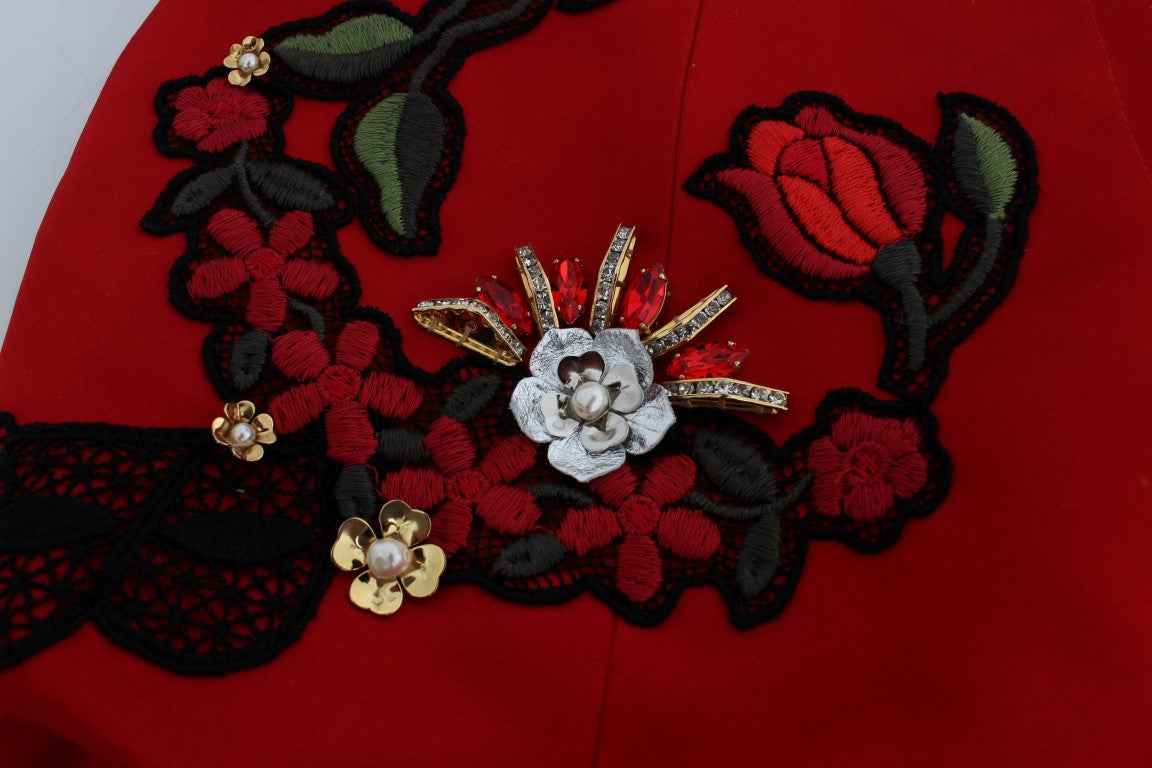 Rote Seidenkristallrosen Shorts