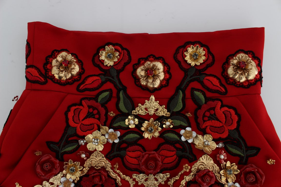 Rote Seidenkristallrosen Shorts