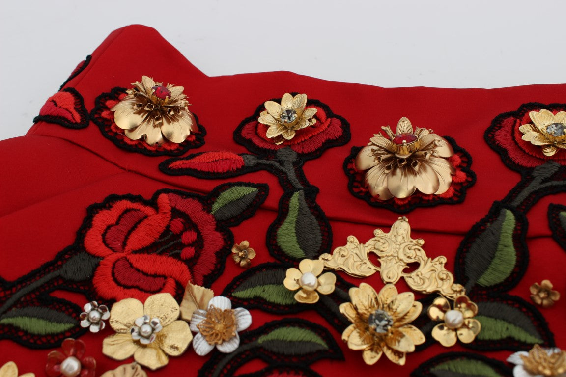 Rote Seidenkristallrosen Shorts