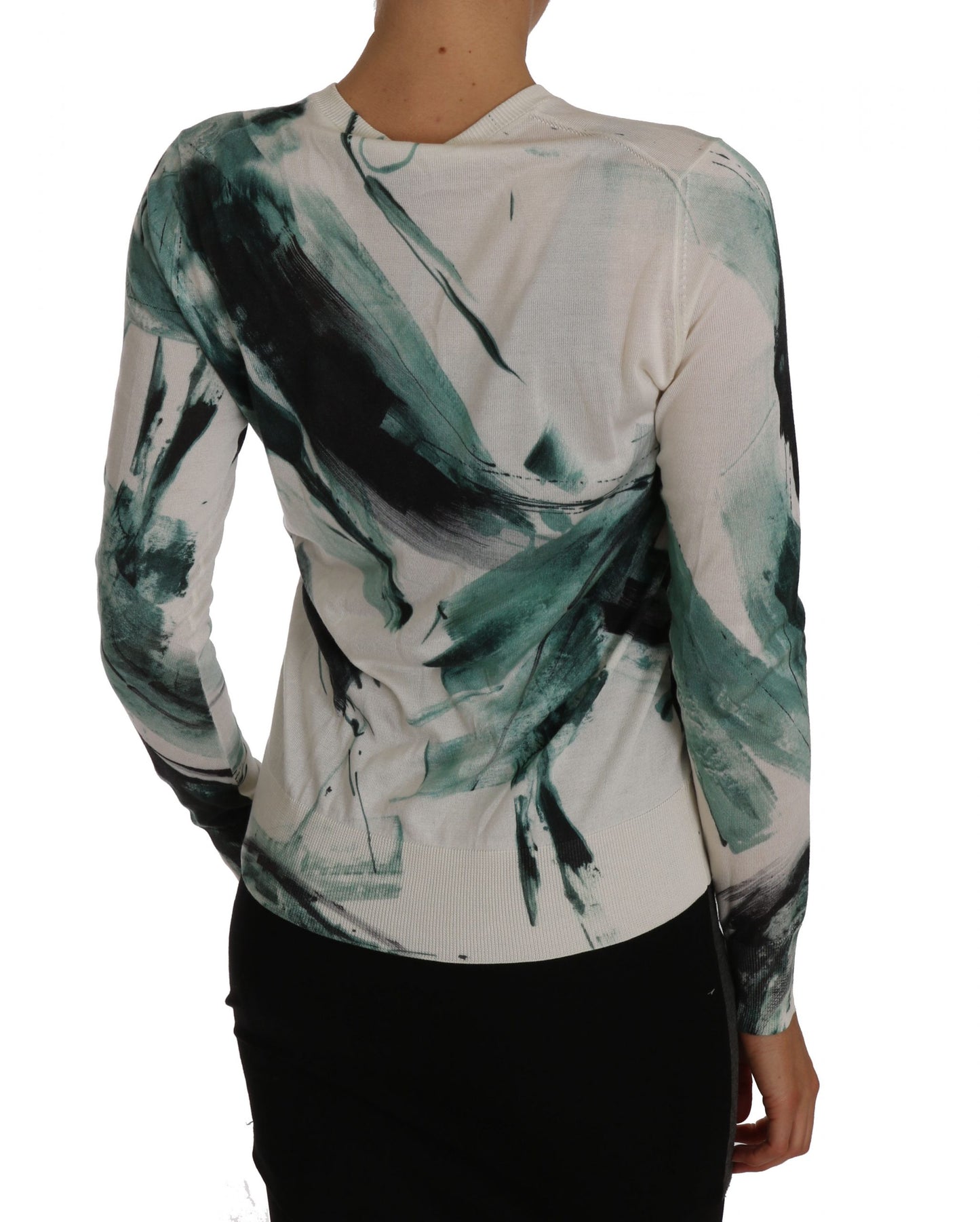 Weißer Seiden-Cardigan Leichter Pinselstrich-Pullover