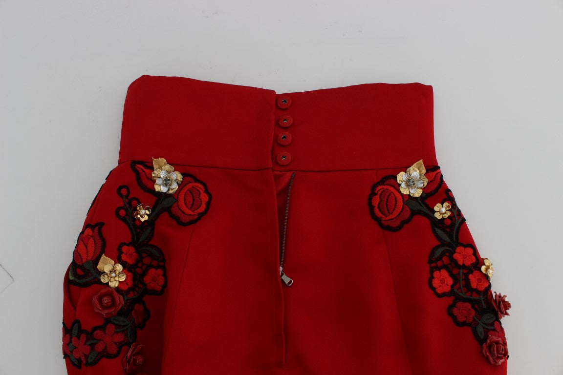 Rote Seidenkristallrosen Shorts