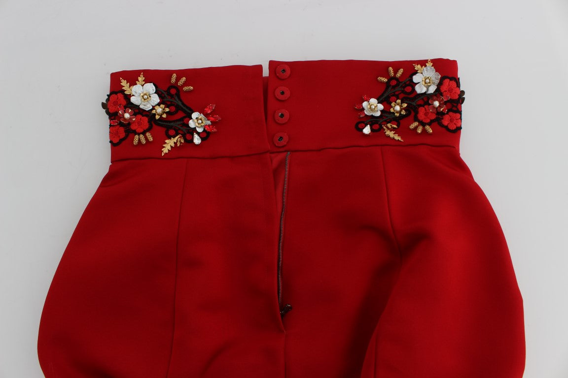 Rote Seidenkristallrosen Shorts
