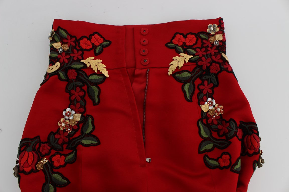 Rote Seidenperlen Rosen Shorts