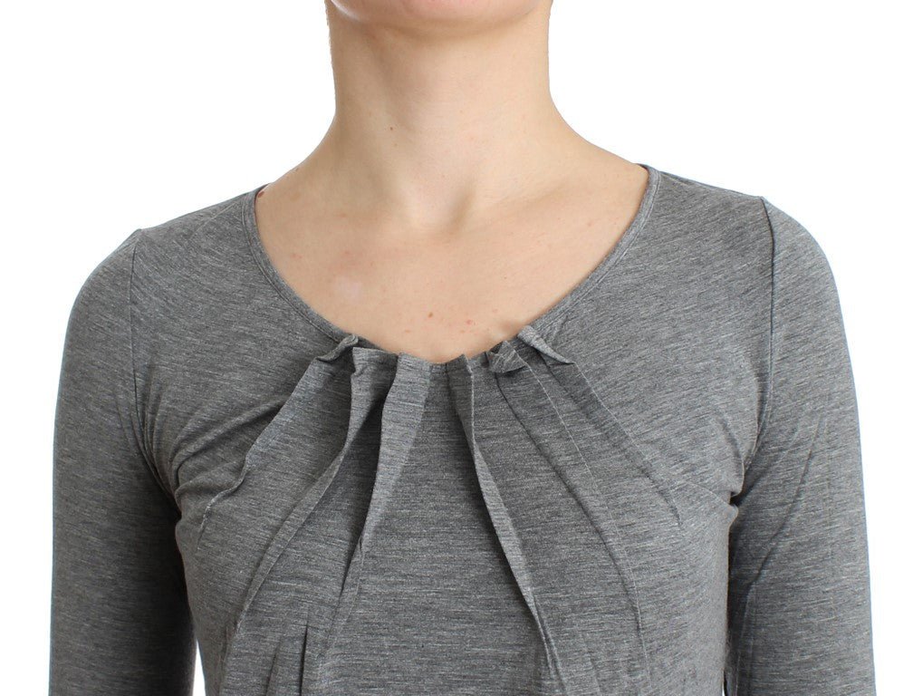 Graues 3/4-Ärmel-Pullover-Top
