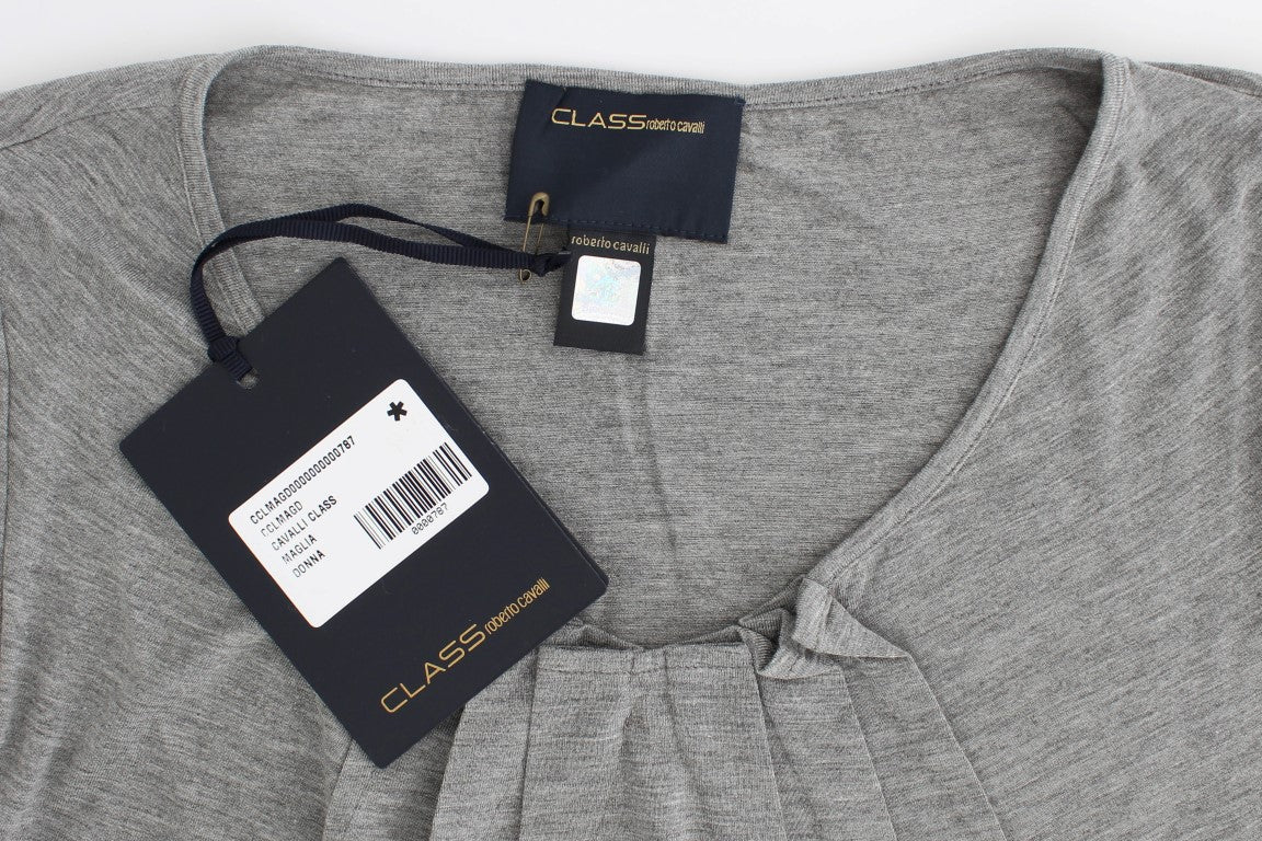 Graues 3/4-Ärmel-Pullover-Top