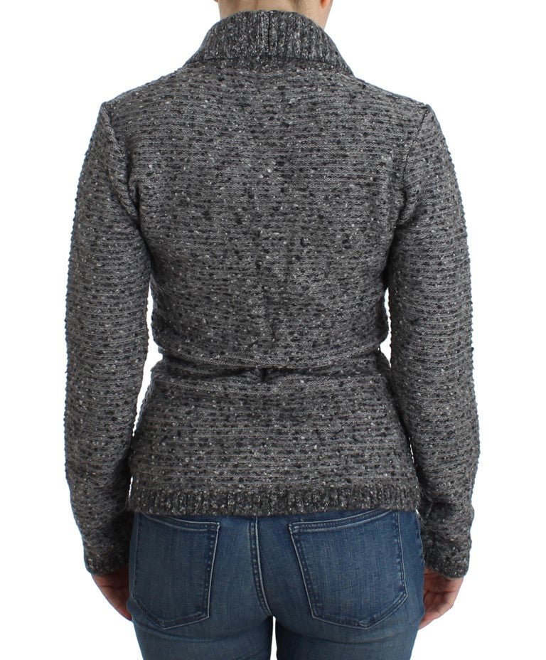 Graue Wollstrickjacke