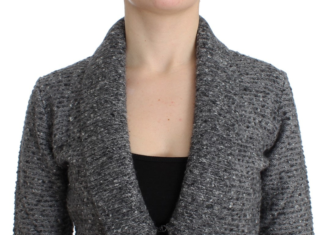 Graue Wollstrickjacke