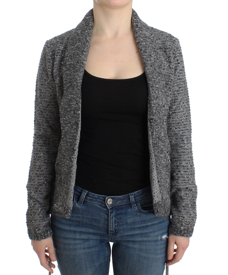Graue Wollstrickjacke