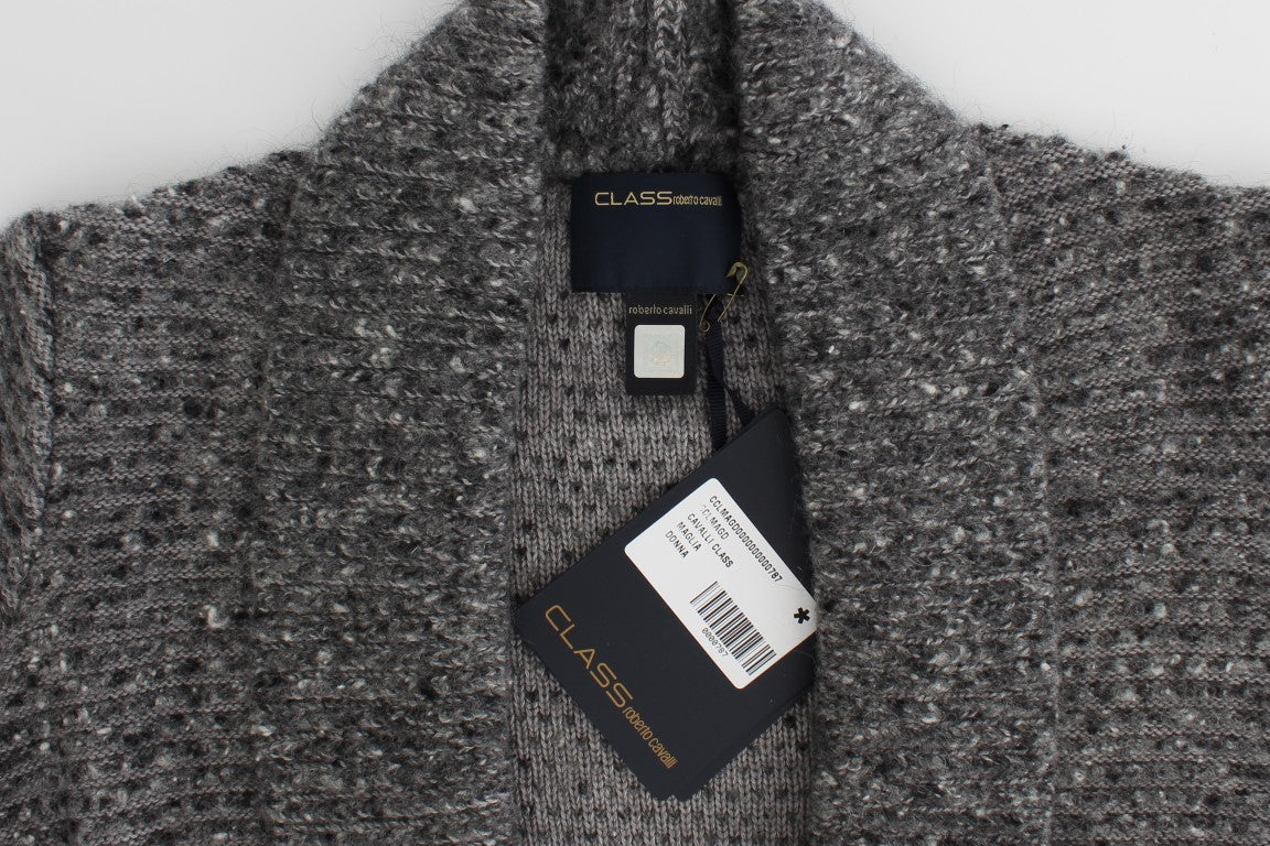 Graue Wollstrickjacke