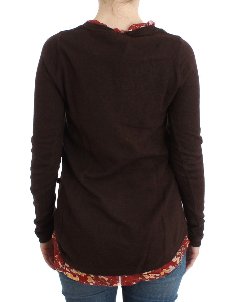 Brauner Pullover mit Rundhalsausschnitt