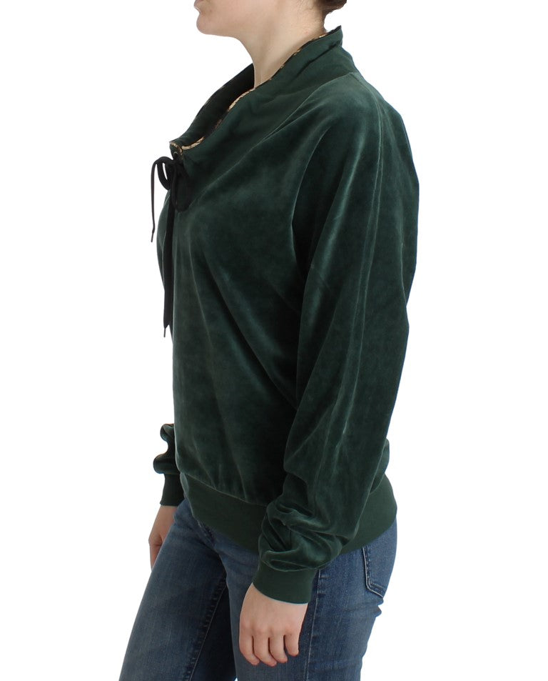 Grüner Baumwollpullover aus Samt