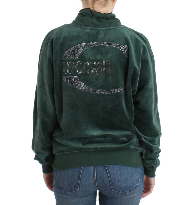Grüner Baumwollpullover aus Samt