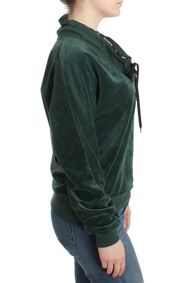 Grüner Baumwollpullover aus Samt