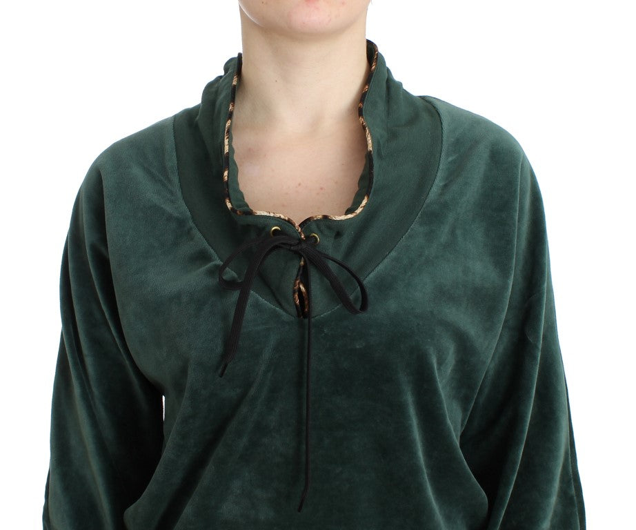 Grüner Baumwollpullover aus Samt