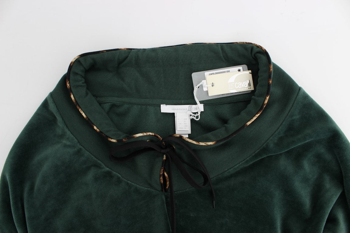 Grüner Baumwollpullover aus Samt