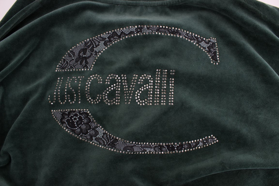 Grüner Baumwollpullover aus Samt