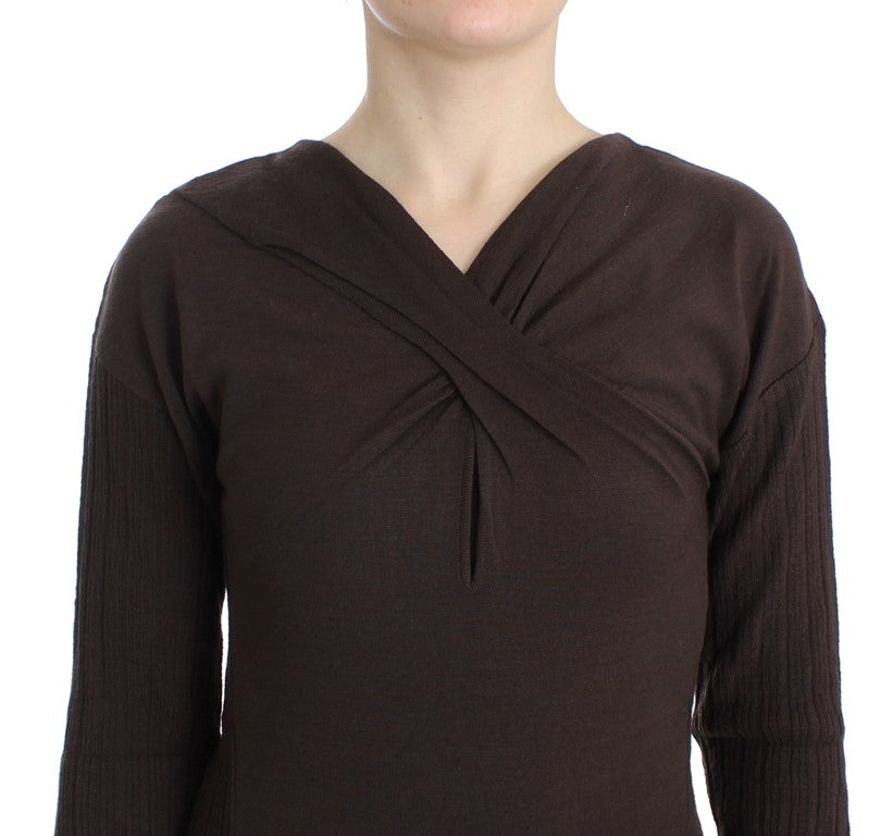 Brauner Wollstrickpullover