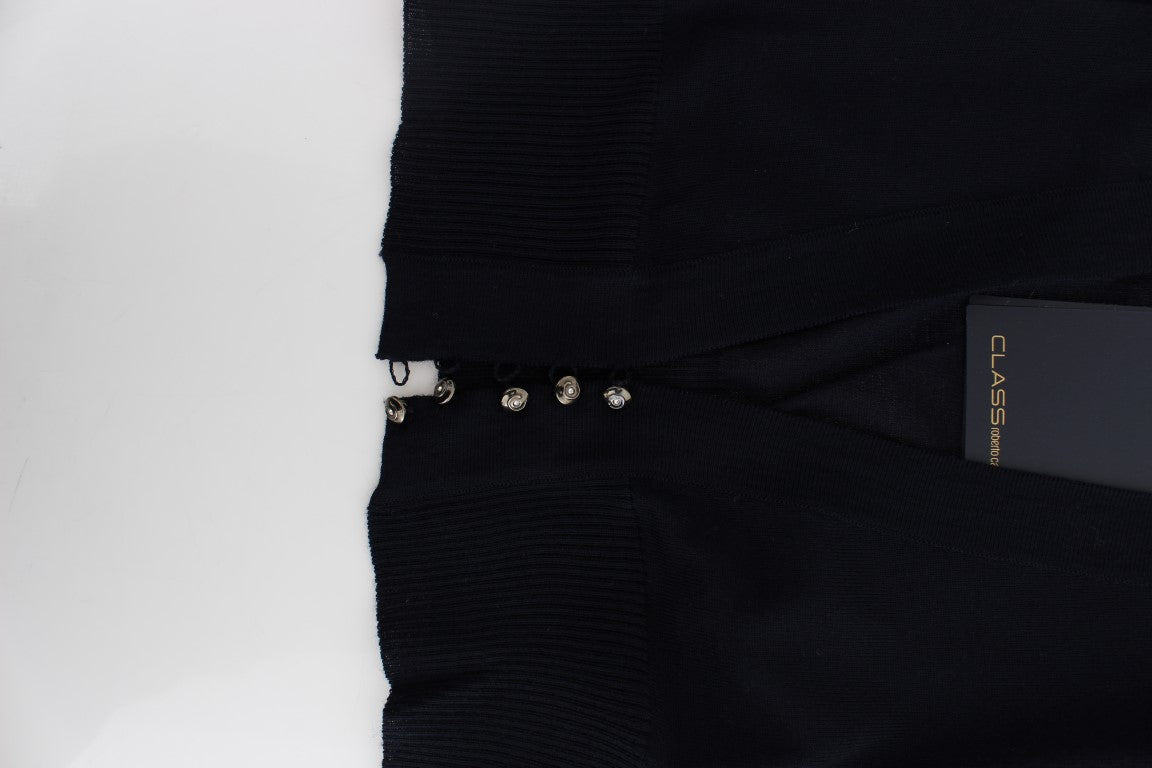 Schwarze Strickjacke aus Wolle in Kurzform