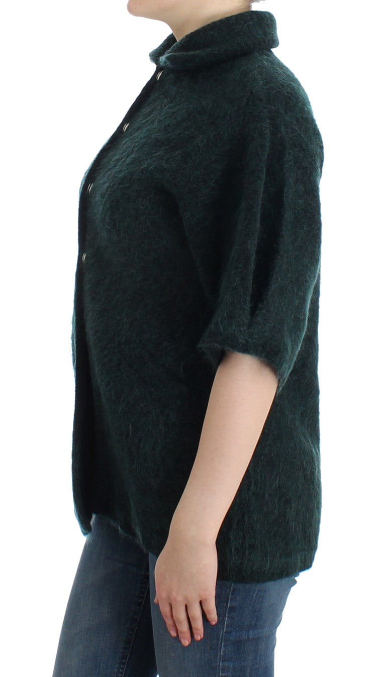 Grüner Mohair-Strickcardigan