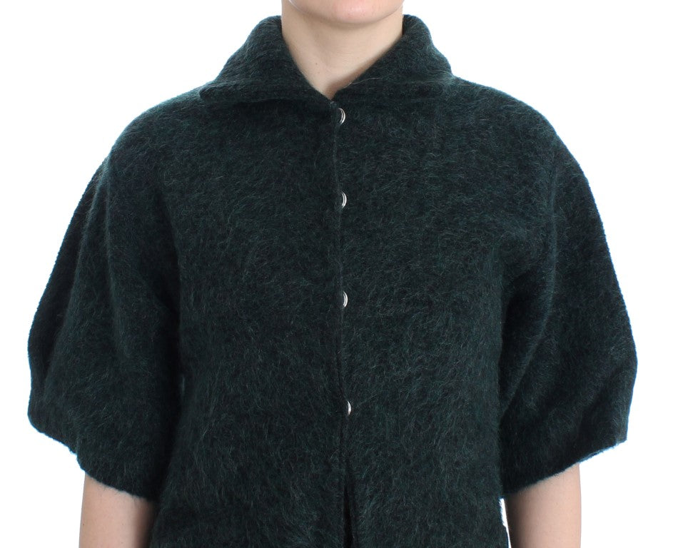 Grüner Mohair-Strickcardigan