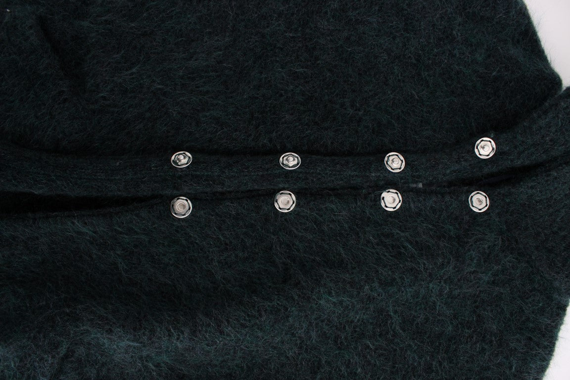 Grüner Mohair-Strickcardigan