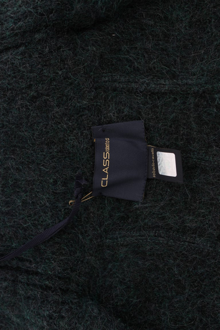 Grüner Mohair-Strickcardigan