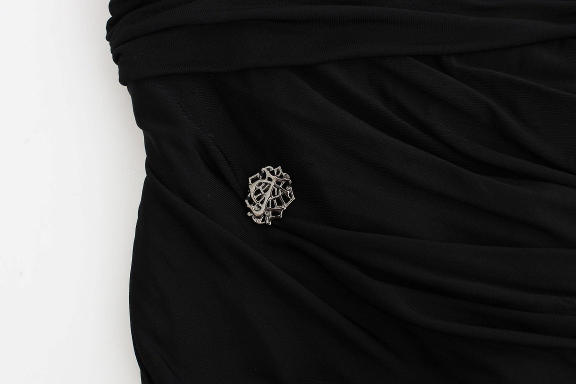 Schwarzes trägerloses Maxikleid