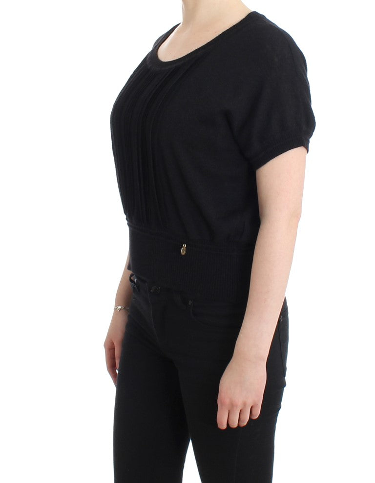 Schwarzer kurzärmeliger Pullover