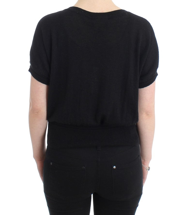 Schwarzer kurzärmeliger Pullover