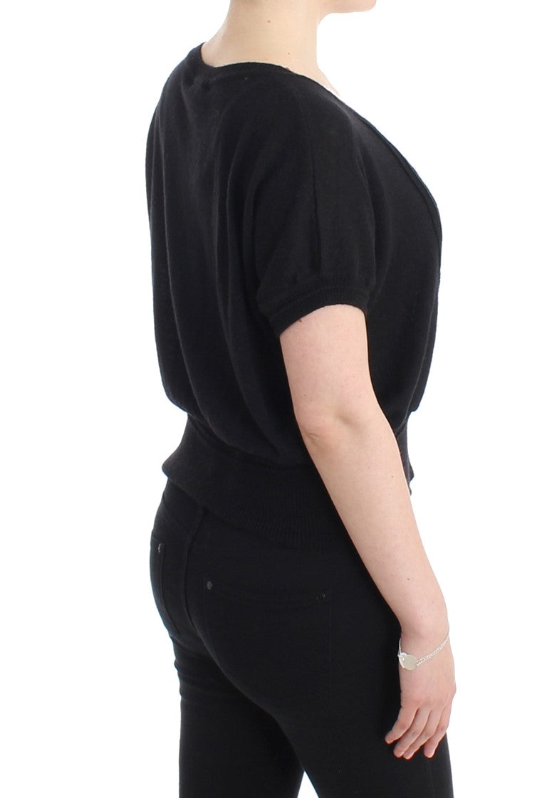 Schwarzer kurzärmeliger Pullover