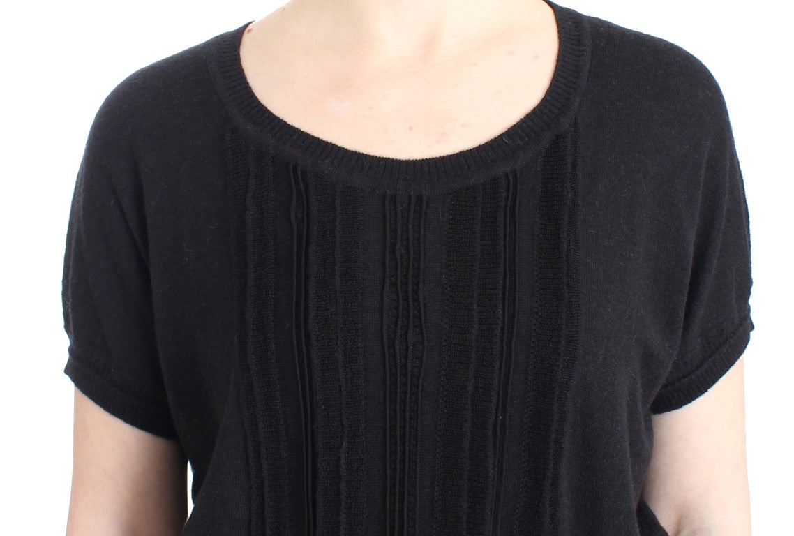 Schwarzer kurzärmeliger Pullover