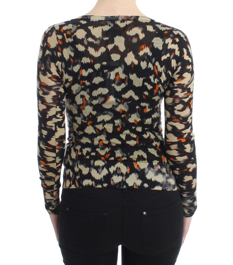 Multicolor Wollpullover mit V-Ausschnitt
