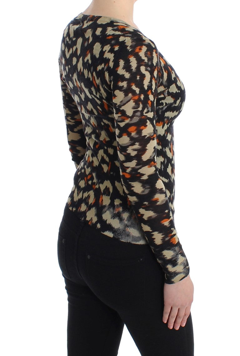 Multicolor Wollpullover mit V-Ausschnitt