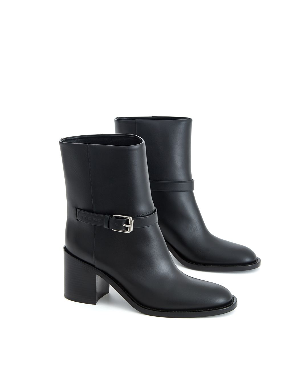 Schwarze Lederstiefeletten