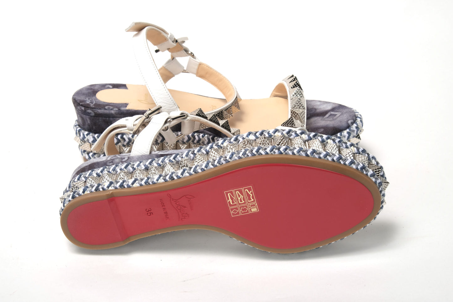 multicolor Multi Print und Nieten verzierte Plateau Sandale
