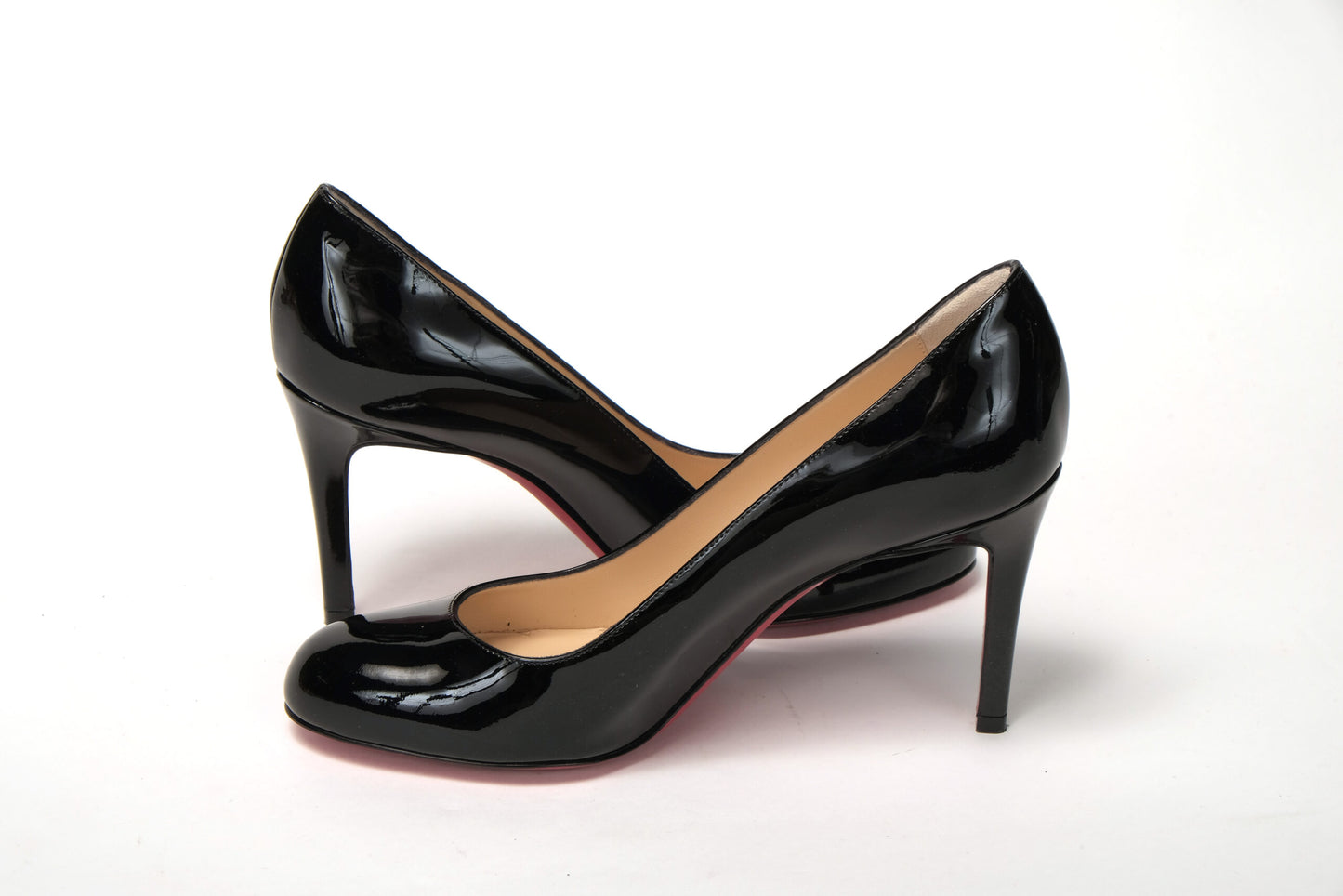 Einfache Pumps 85 Lack Schwarz Absatz