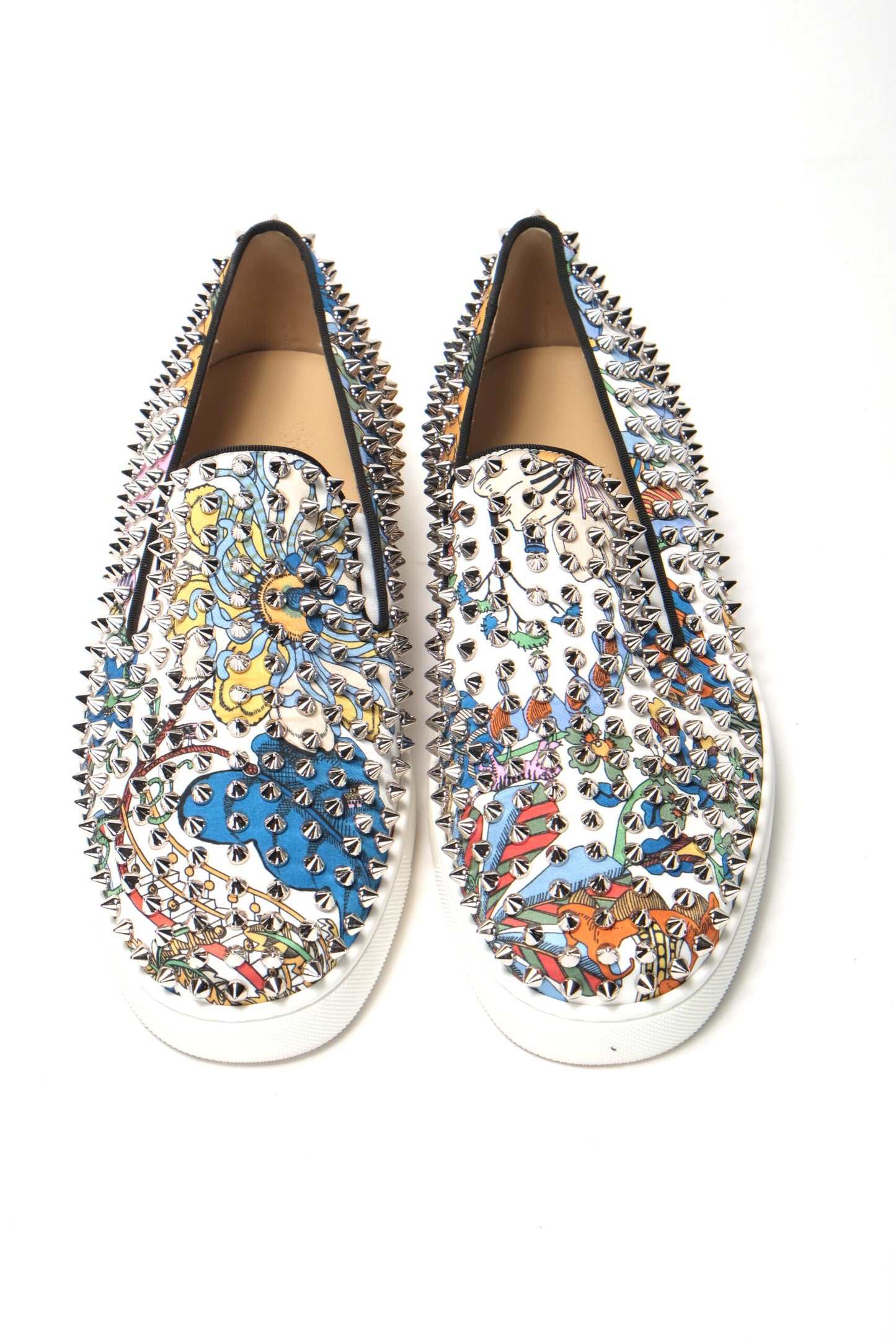Weiß/Multi Silber Rollerboat Flache Krepp-Schuhe